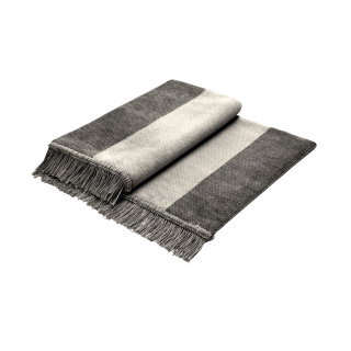 Biederlack Plaid mit Fransen Cover Cotton Design Salt & Pepper Farbe silber Größe 50 x 200