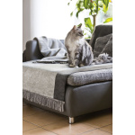Biederlack Plaid mit Fransen Cover Cotton Design Salt & Pepper Farbe silber Größe 50 x 200