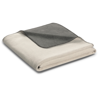 Biederlack Plaid mit Zierstich Melange Doubleface Farbe natur-graphit Größe 150 x 200