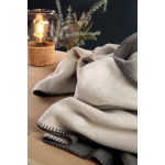 Biederlack Plaid mit Zierstich Melange Doubleface Farbe natur-graphit Größe 150 x 200