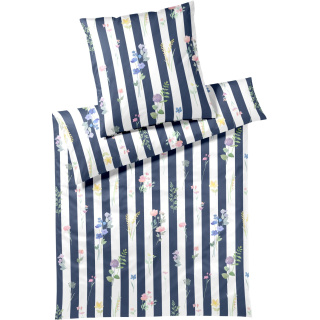 elegante Mako-Satin-Bettwäsche-Garnitur Flowerstripe
